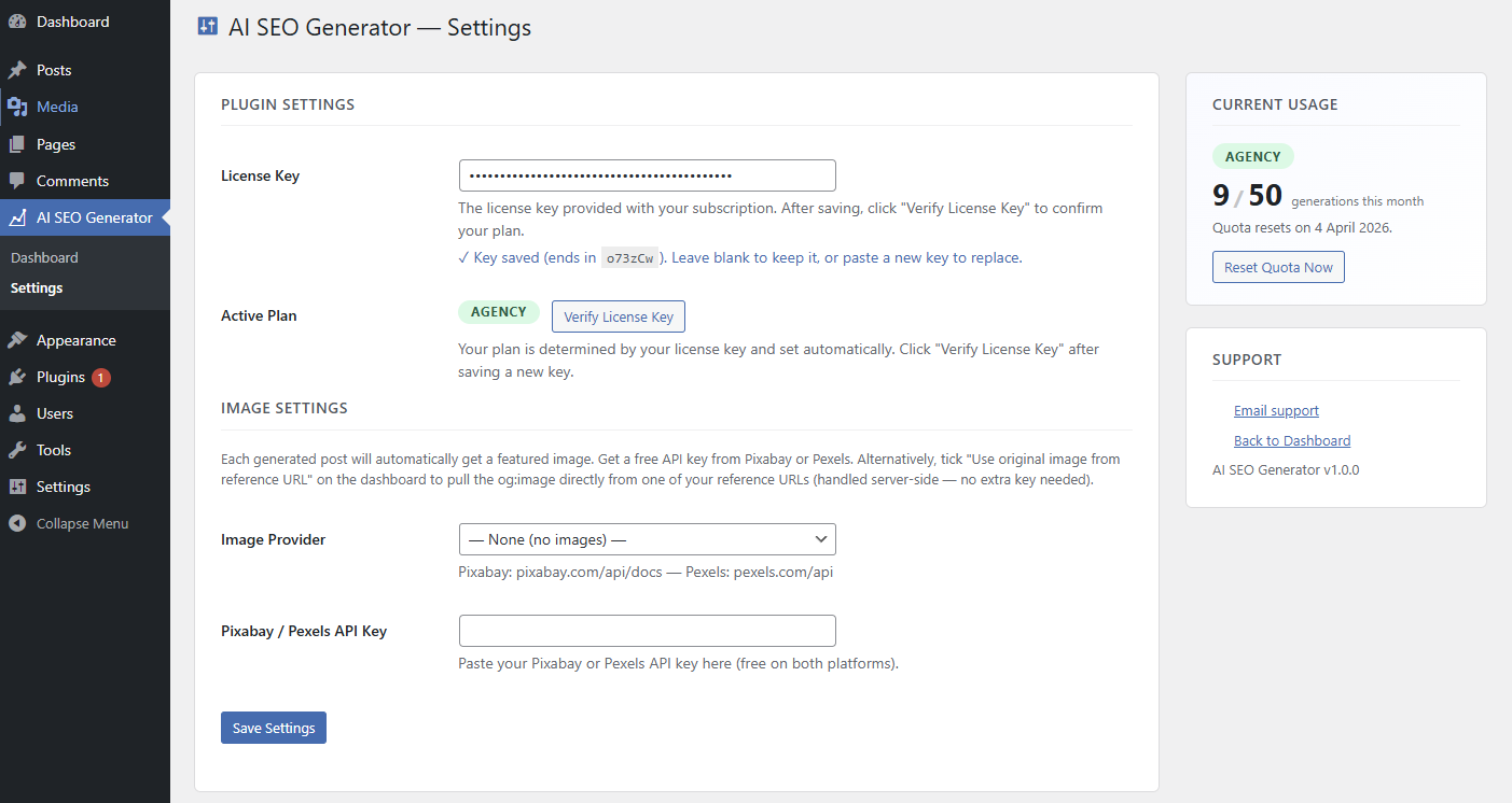 Generated content cluster output inside WordPress